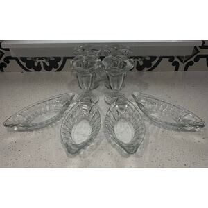 Set of 4 VTG Clear Glass Fluted Edge Ice Cream Glasses and Banana Split Dishes